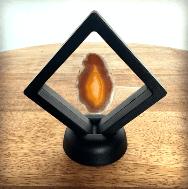 Agaatschijf in houder Candle