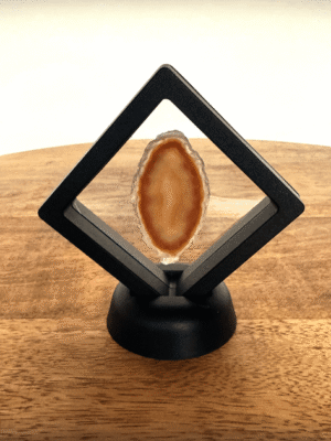 Agaatschijf in houder Creme Brown