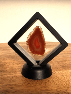 Agaatschijf in houder Dark red