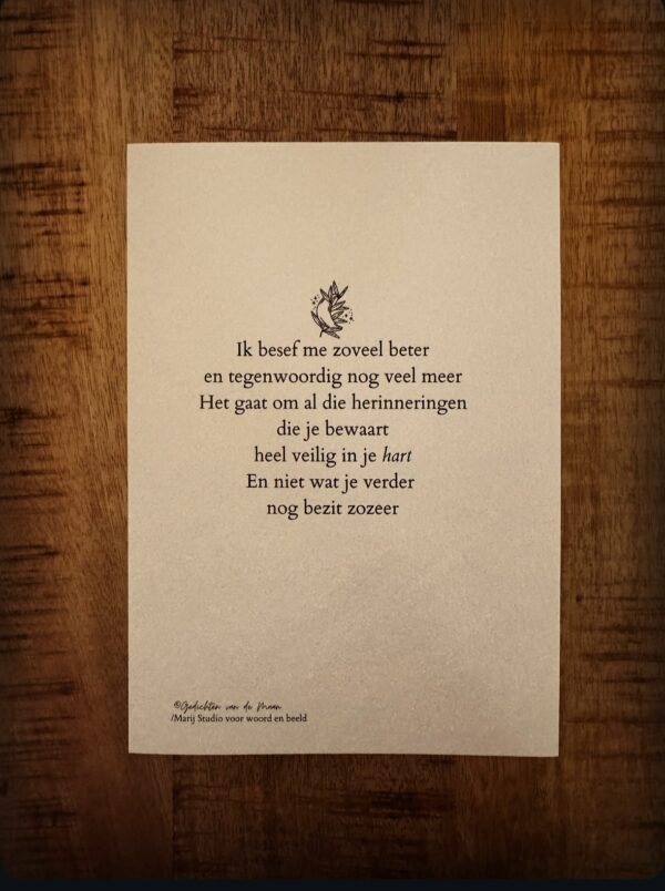 Gedicht 'Ik besef me zoveel beter'